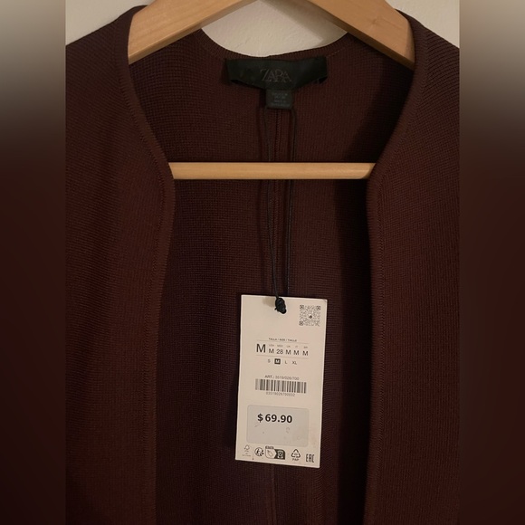 Zara Elegant Brown Knitted Women's Jacket - Picture 6 of 10